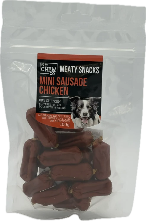 K9 Chew Co Meaty Snacks Mini Sausage Chicken 100g
