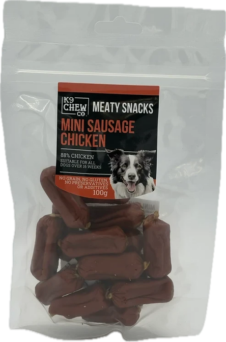 K9 Chew Co Meaty Snacks Mini Sausage Chicken 100g K9 Chew 