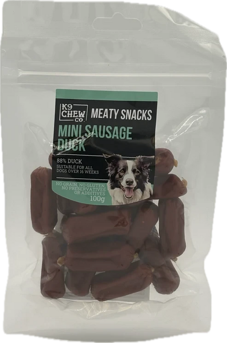 K9 Chew Co Meaty Snacks Mini Sausage Duck 100g K9 Chew 