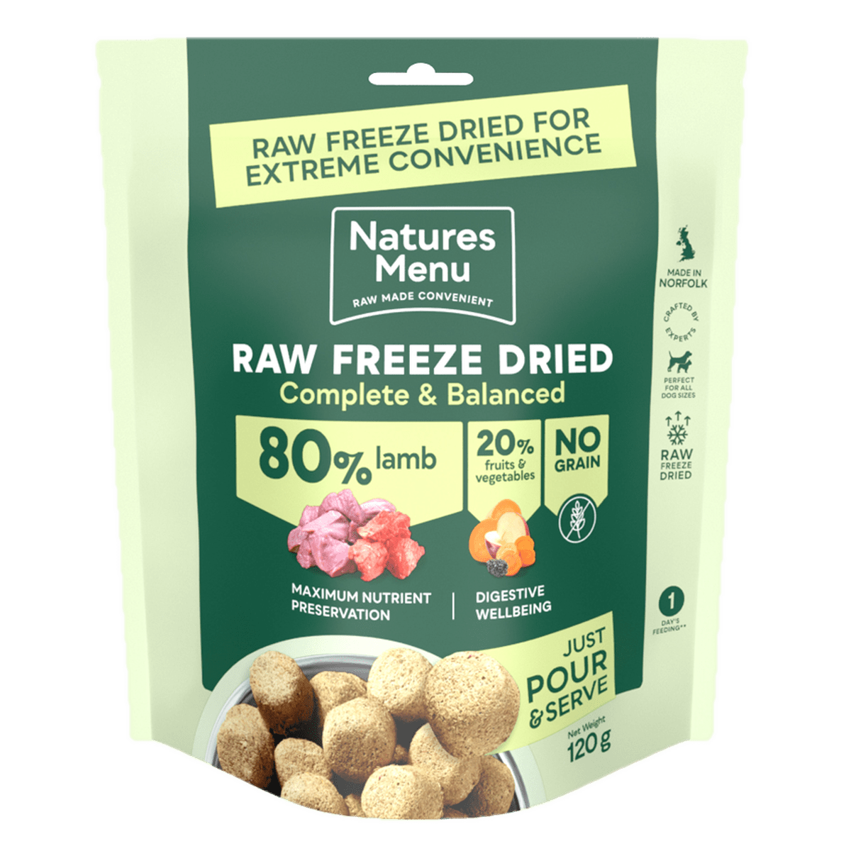 Natures Menu Lamb Freeze Dried Dog Food 120g Dry Dog Food Natures Menu 