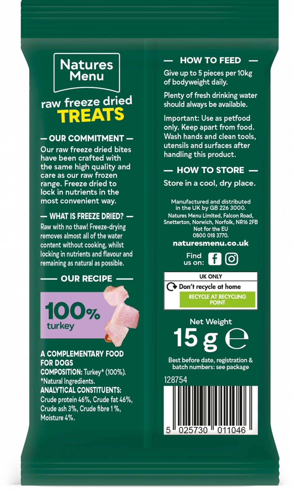 Natures Menu Freeze Dried Bites Turkey 15g Natures Menu 