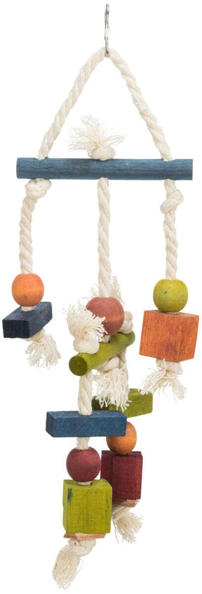 Trixie Wooden Bird Toy with Rope & Leather 24cm Bird Toys Trixie 