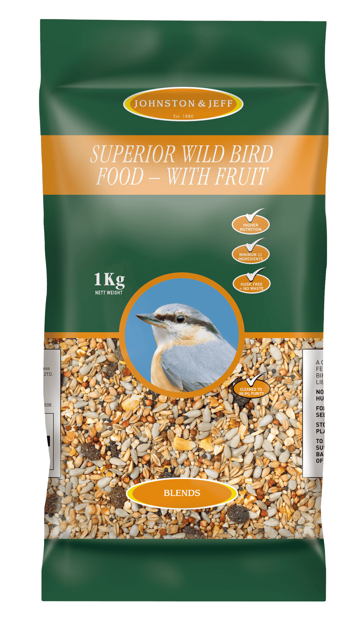 Johnston & Jeff Superior Wild Bird Food with Fruit 1kg Wild Bird Food Johnston & Jeff 