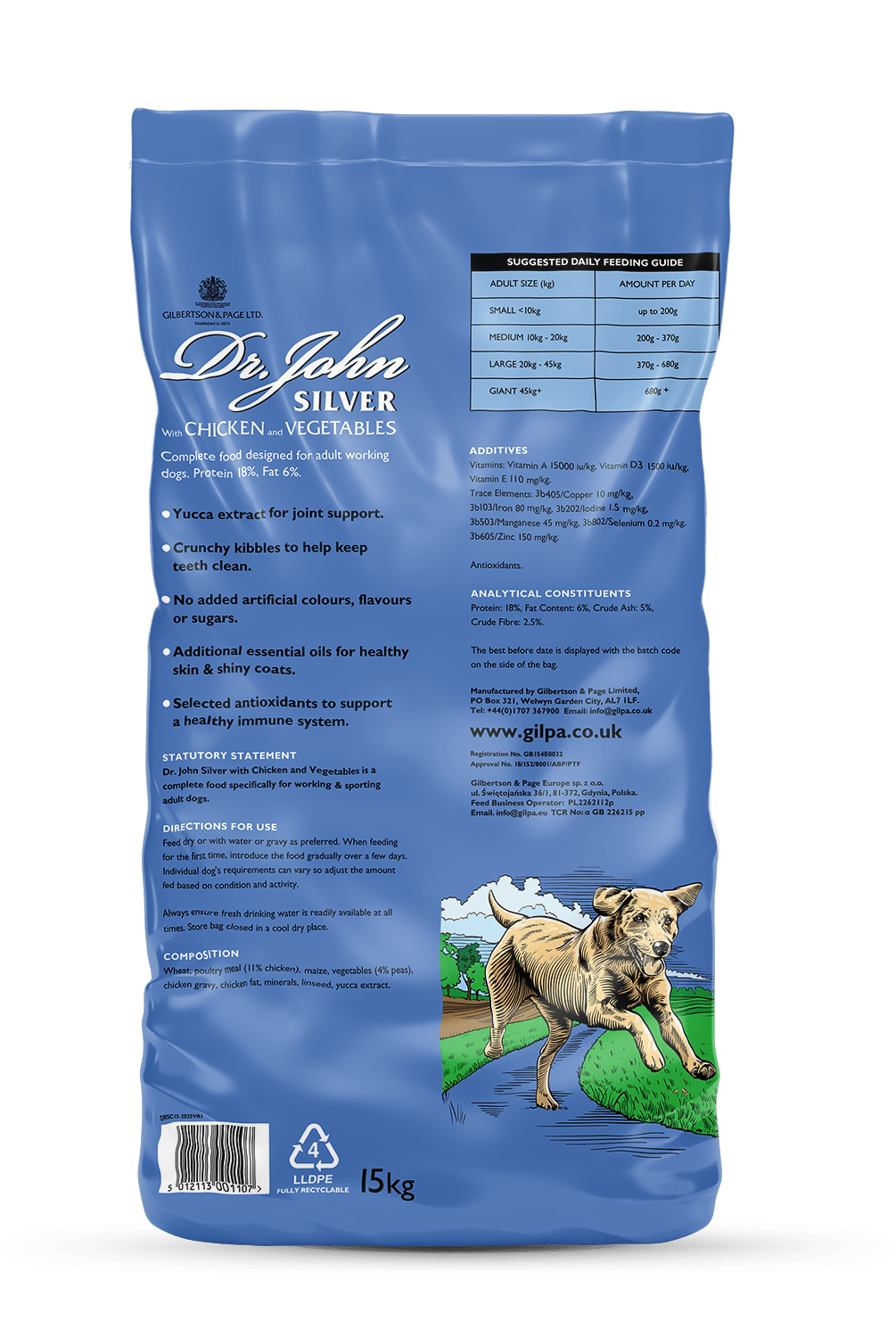 Dr John Silver Chicken & Vegetables Dry Dog Food 15kg Dry Dog Food Dr John 