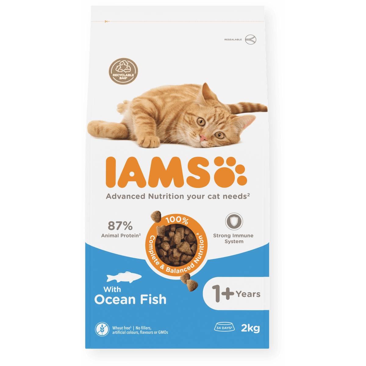 IAMS Adult Ocean Fish Dry Cat Food 2kg Dry Cat Food Iams 