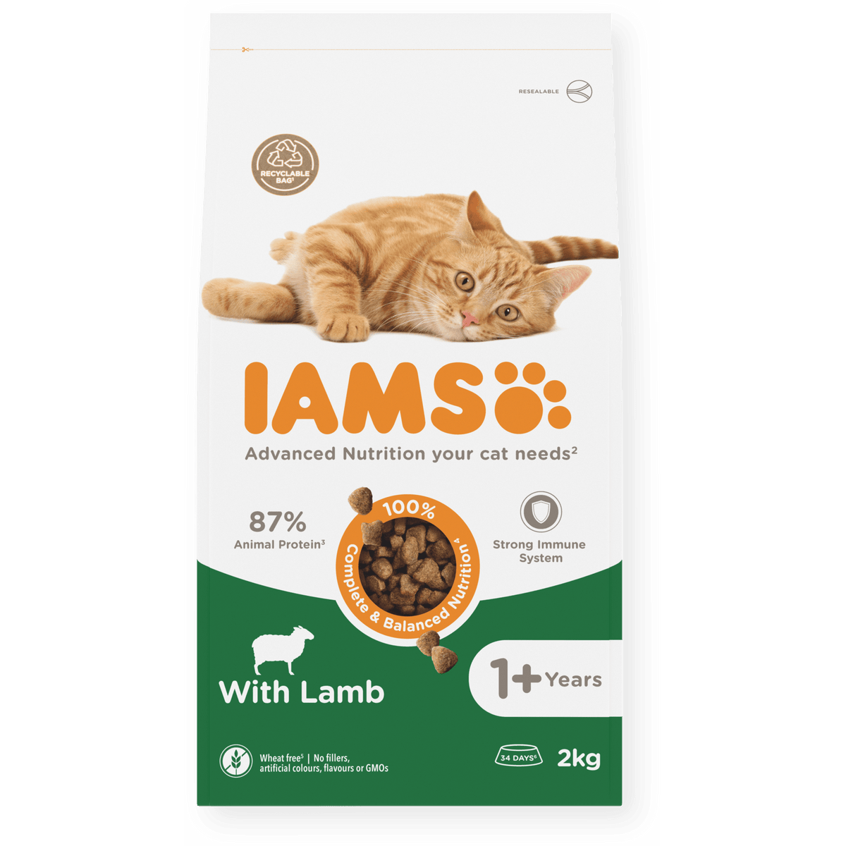 IAMS Adult Lamb Dry Cat Food 2kg Dry Cat Food Iams 
