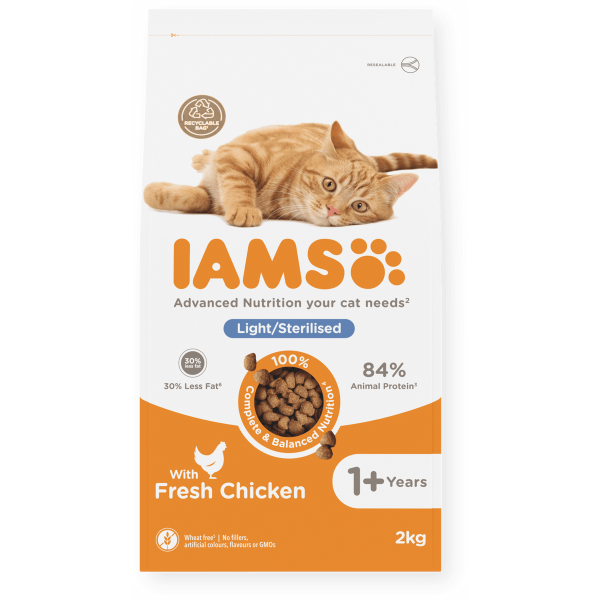 IAMS Light & Sterilised Chicken Dry Cat Food 2kg Dry Cat Food Iams 