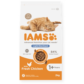IAMS Light & Sterilised Chicken Dry Cat Food 2kg Dry Cat Food Iams 