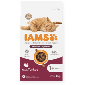 IAMS Sensitive Digestion Turkey Dry Cat Food 2kg Dry Cat Food Iams 