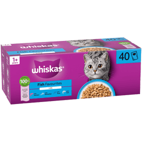 Whiskas Wet 1+ Adult Cat Food Fish Favourites in Jelly 40x85g Pouches Wet Cat Food Whiskas 