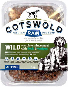 Cotswold RAW Wild Duck & Venison Mince 1kg | 80/20 Complete Raw Dog Food ❄ Frozen Raw Dog Food Cotswold Raw 