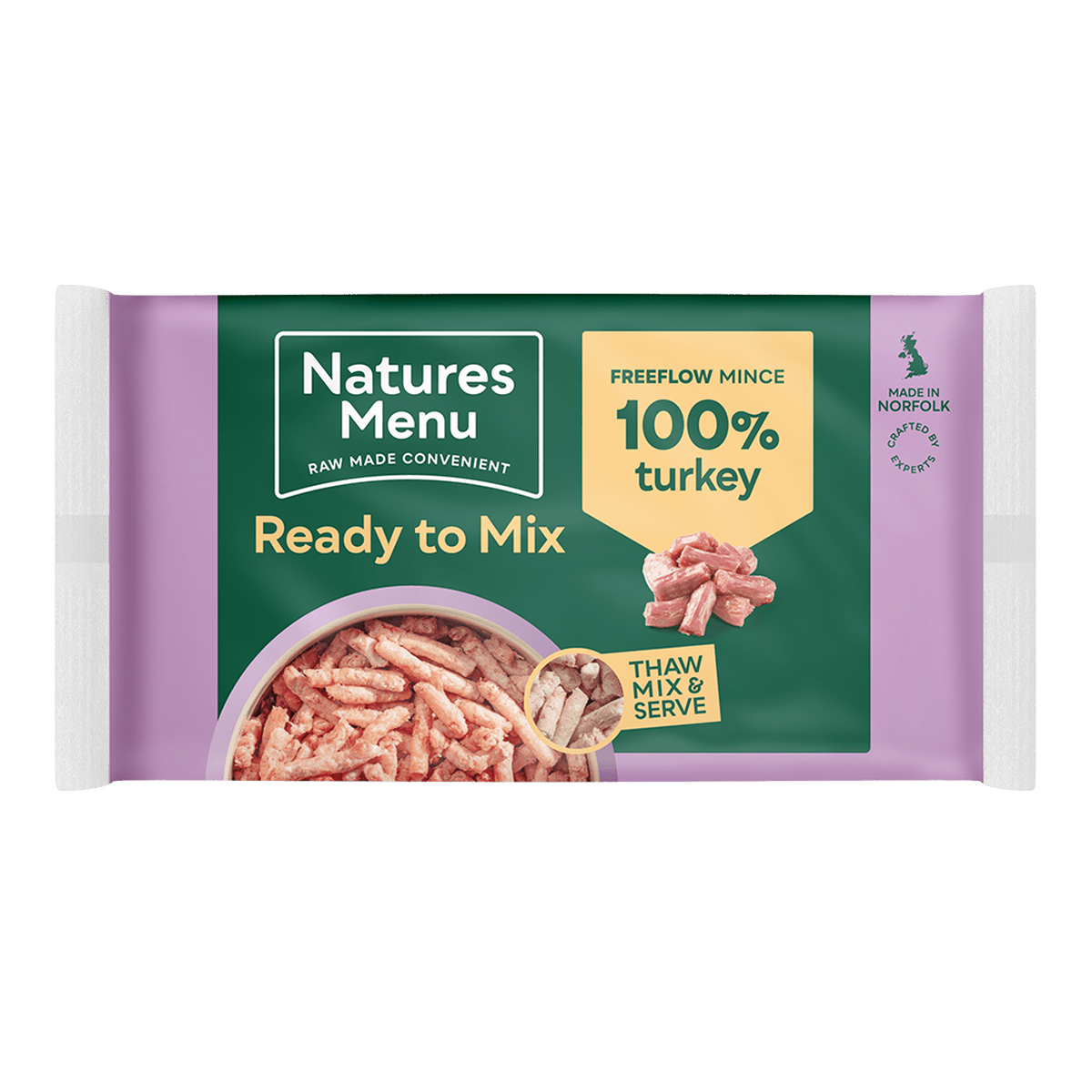Natures Menu Turkey Raw Dog Food Freeflow Mince 2kg Raw Dog Food Natures Menu 