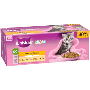 WHISKAS Kitten Poultry Feasts in Jelly 40 x 85g Wet Cat Food Whiskas 