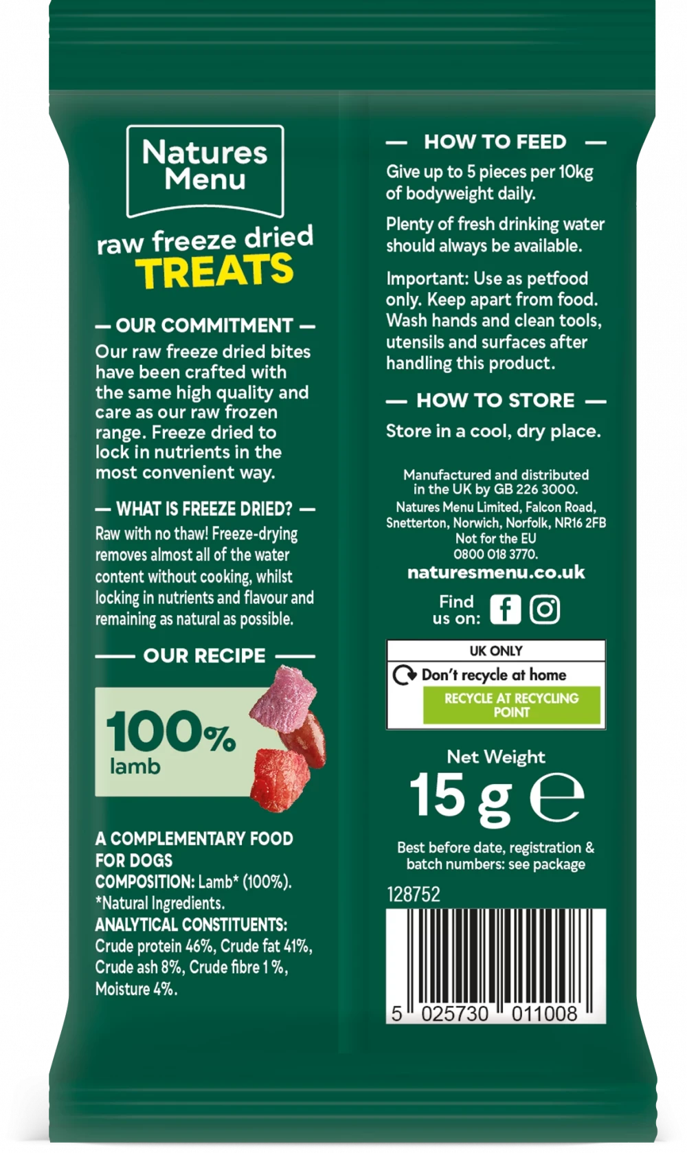 Natures Menu Freeze Dried Bites Lamb 15g Natures Menu 