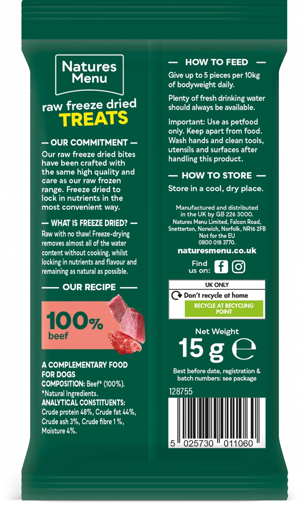 Natures Menu Freeze Dried Bites Beef 15g Natures Menu 