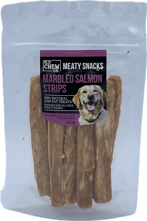 K9 Chew Marbled Salmon Strips 100g K9 Chew 