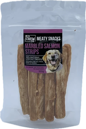 K9 Chew Marbled Salmon Strips 100g K9 Chew 