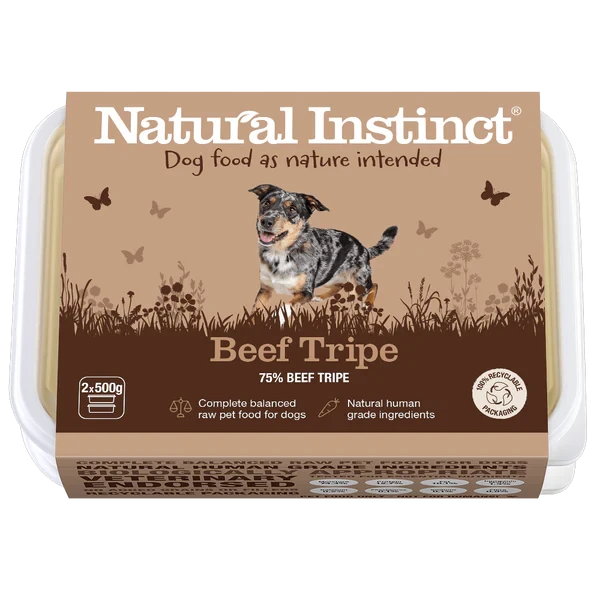 NI Beef Tripe 2x500G Raw Dog Food Natural Instinct 