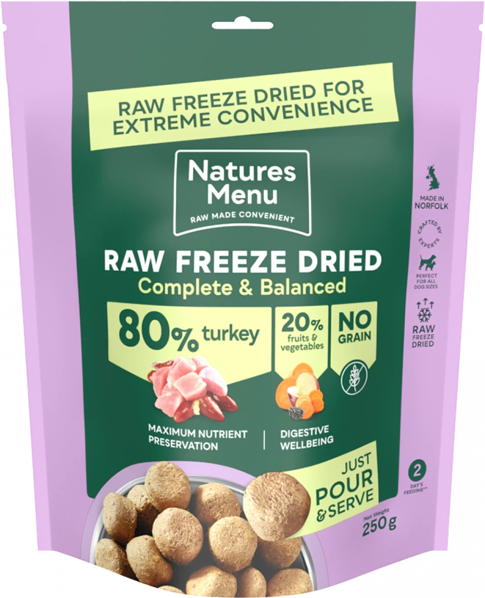 Natures Menu Freeze Dried Turkey 250g Natures Menu 