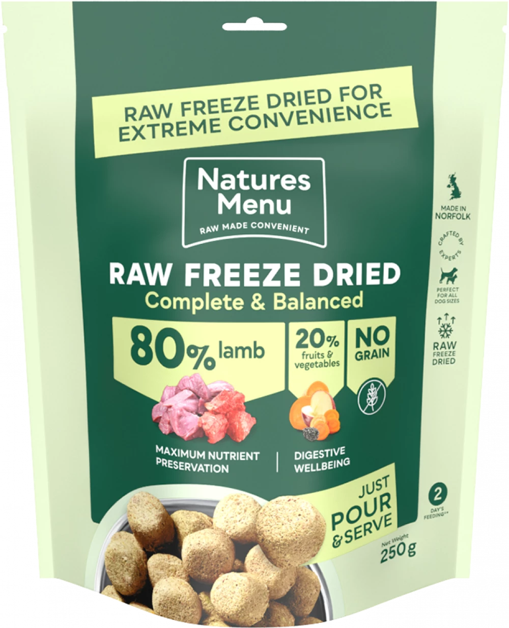 Natures Menu Freeze Dried Lamb 250g Natures Menu 