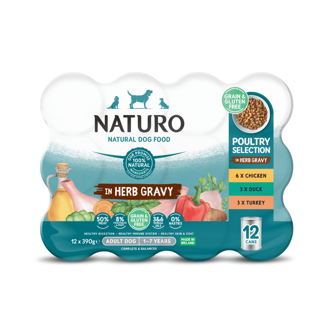 Naturo Poultry Selection in Herb Gravy Wet Dog Food 12 x 390g Wet Dog Food Naturo 