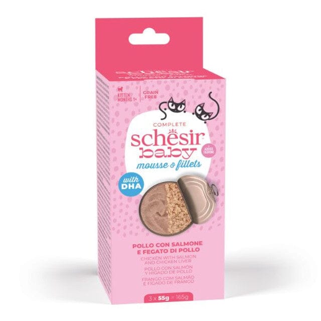 Schesir Baby Mousse & Fillets Kitten Cat Chicken & Salmon 3X55g Schesir 
