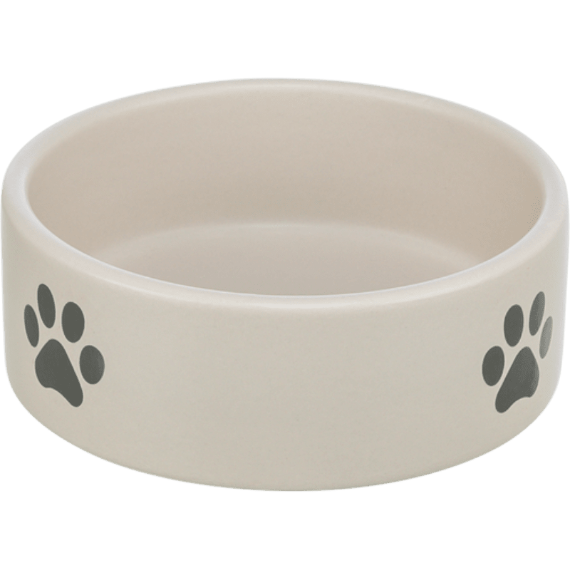 Trixie Bowl, paw motif, ceramic0.3 l/? 12 cm, light grey/grey Pet Bowls Trixie 