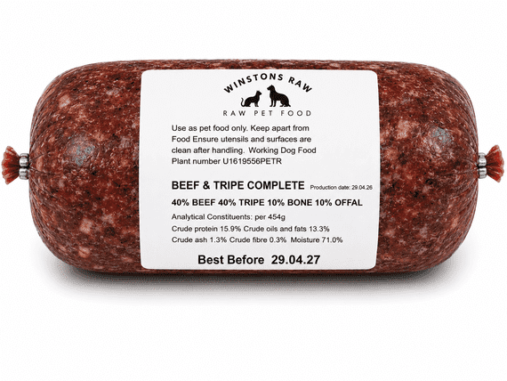 Winstons Beef & Tripe Complete 80:10:10 454g ❄ Winstons Raw 