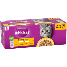 Whiskas Wet 1+ Adult Cat Food Poultry Feasts in Jelly 40x85g Pouches Wet Cat Food Whiskas 