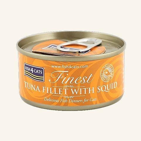 Fish 4 Cats Tuna Fillet / Squid 70g Wet Cat Food Fish 4 Cats 