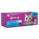 Whiskas Wet 1+ Adult Cat Food Fish Favourites in Jelly 40x85g Pouches Wet Cat Food Whiskas 