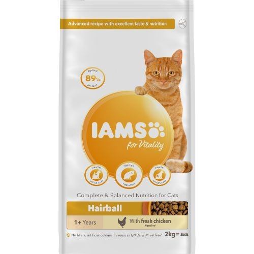 Iams Cat Adult Vitality Hairball 2kg Dry Cat Food Iams 