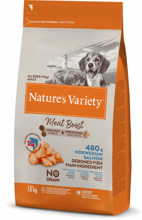 Natures Variety Meat Boost Salmon 1.5kg Dry Dog Food Natures Variety 