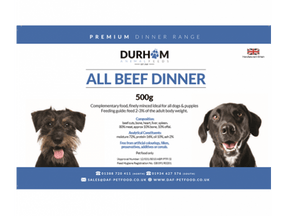 DAF Beef Dinner 80:10:10 500g Raw Dog Food Durham Animal Feeds 