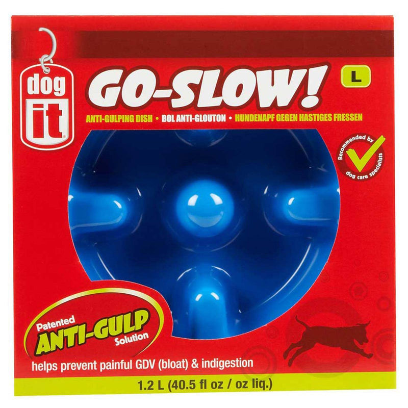 Go Slow Bowl Blue Medium Dog Bowls Dogit 