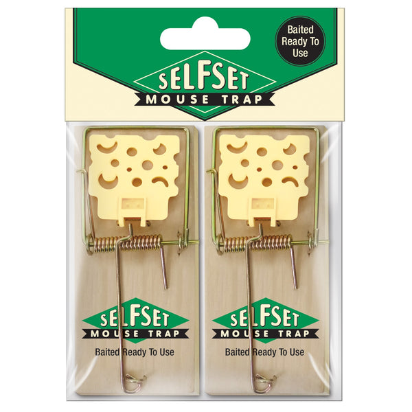 Self Set Wooden Mouse Trap Twin Pack Pest Control Self Set 