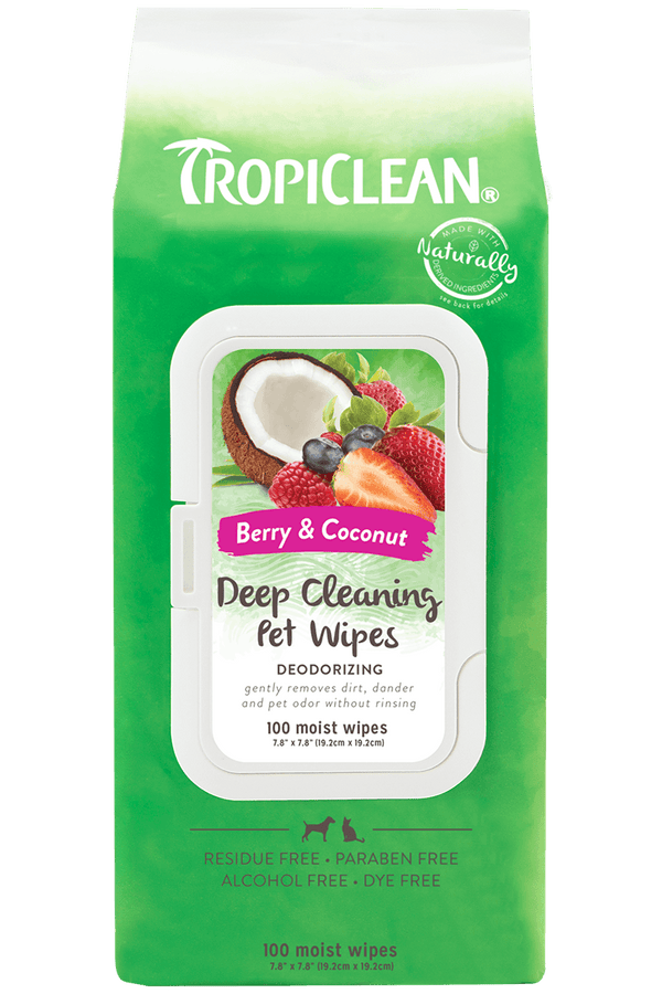 Tropiclean Berry & Coconut Deep Cleaning Wipes Dog Treatments TropiClean 